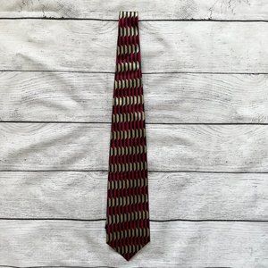 MULBERRY Imported Pure Silks Geometric‎ Tie RED/BLACK/GOLD/BLUE Made in USA